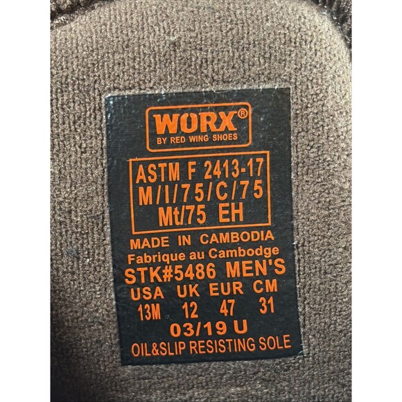 Worx by Red Wing Shoes Met Guard Boots Metatarsal Steel Toe 5486 Size 13 M main image 10